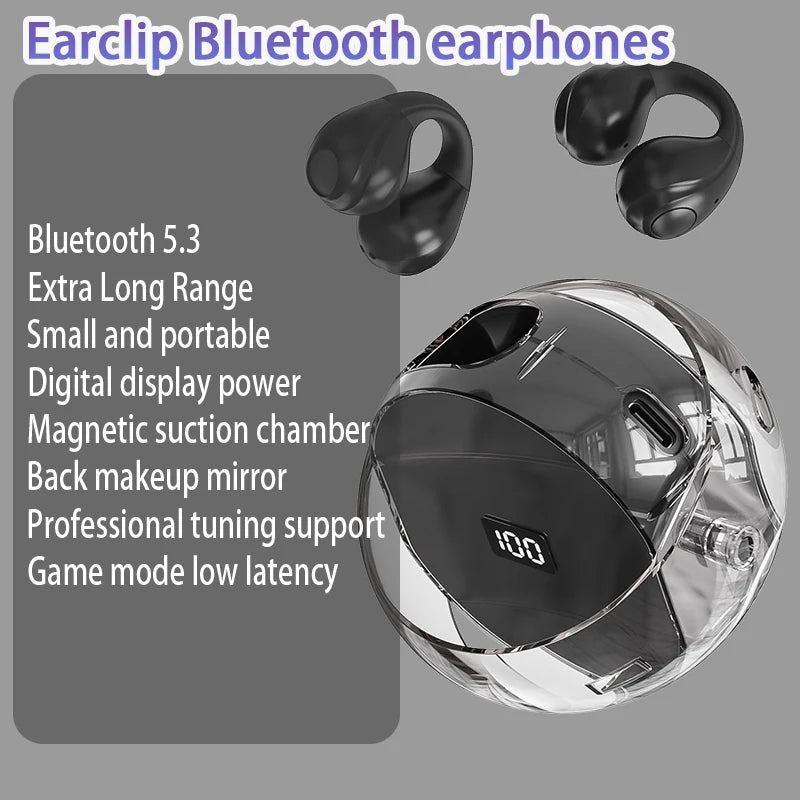 GlamTune TWS – Bluetooth Earclip with Mirror MP3